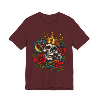 Skull King Crown Tee — Snake, Roses & Smoking Skull Graphic Tee