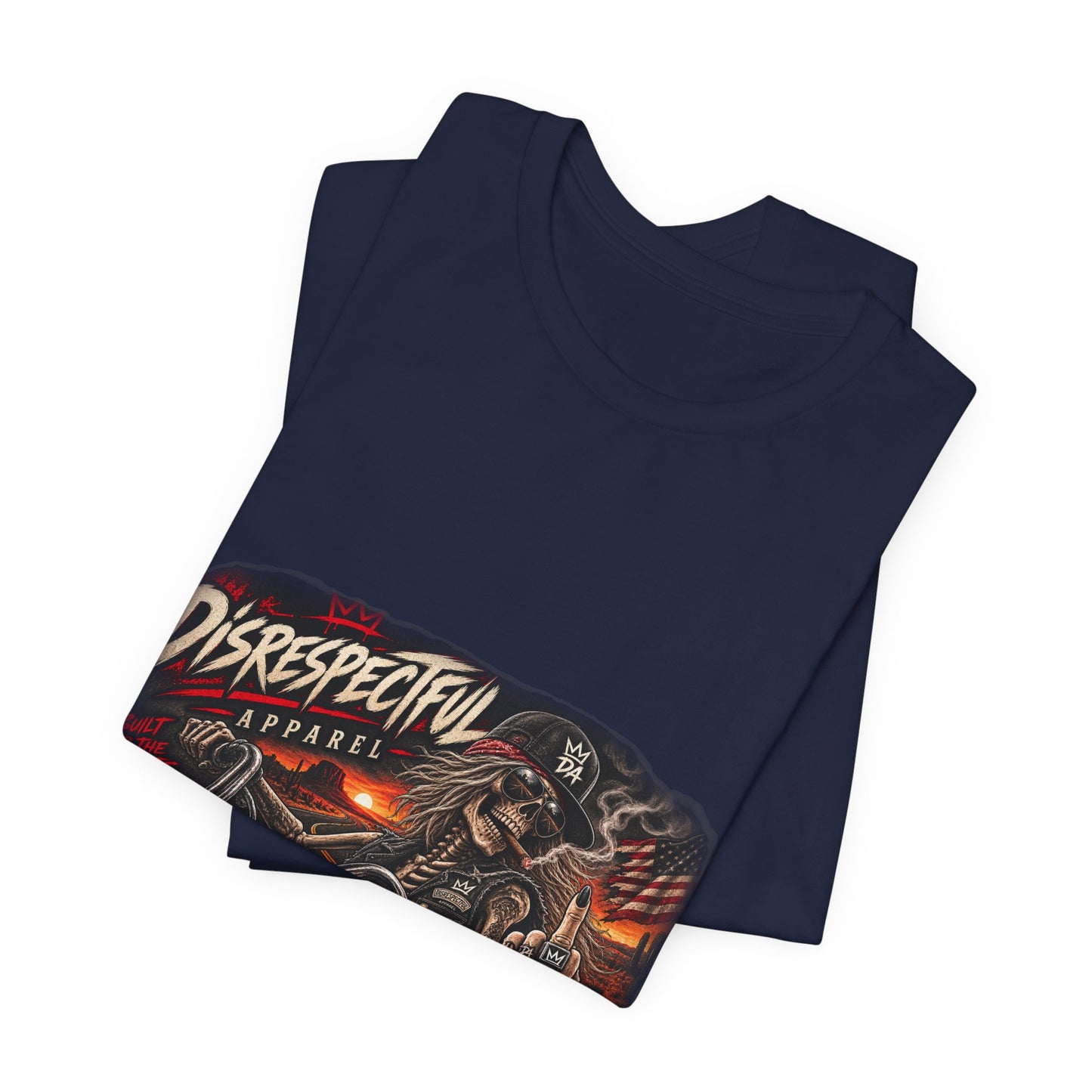 Disrespectful Streetwear Tee — Vintage Biker Skull Graphic T-Shirt