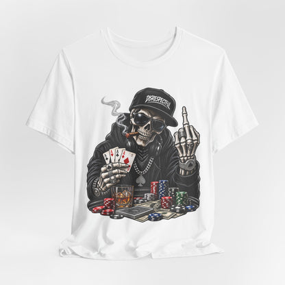 Skull Poker Tee — Skeleton Gambler Graphic Tee