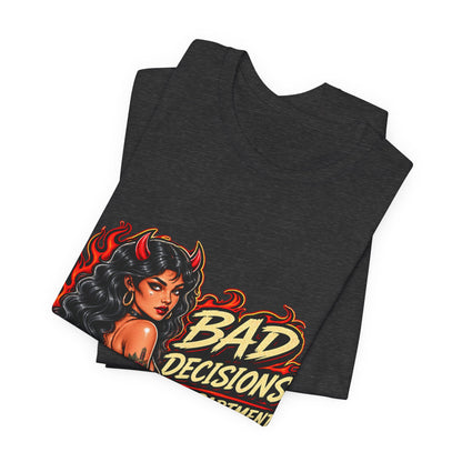 Bad Decisions Department Tee — Retro Devil Pinup Graphic Tee