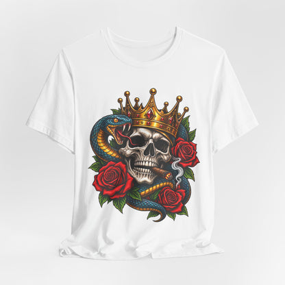 Skull King Crown Tee — Snake, Roses & Smoking Skull Graphic Tee