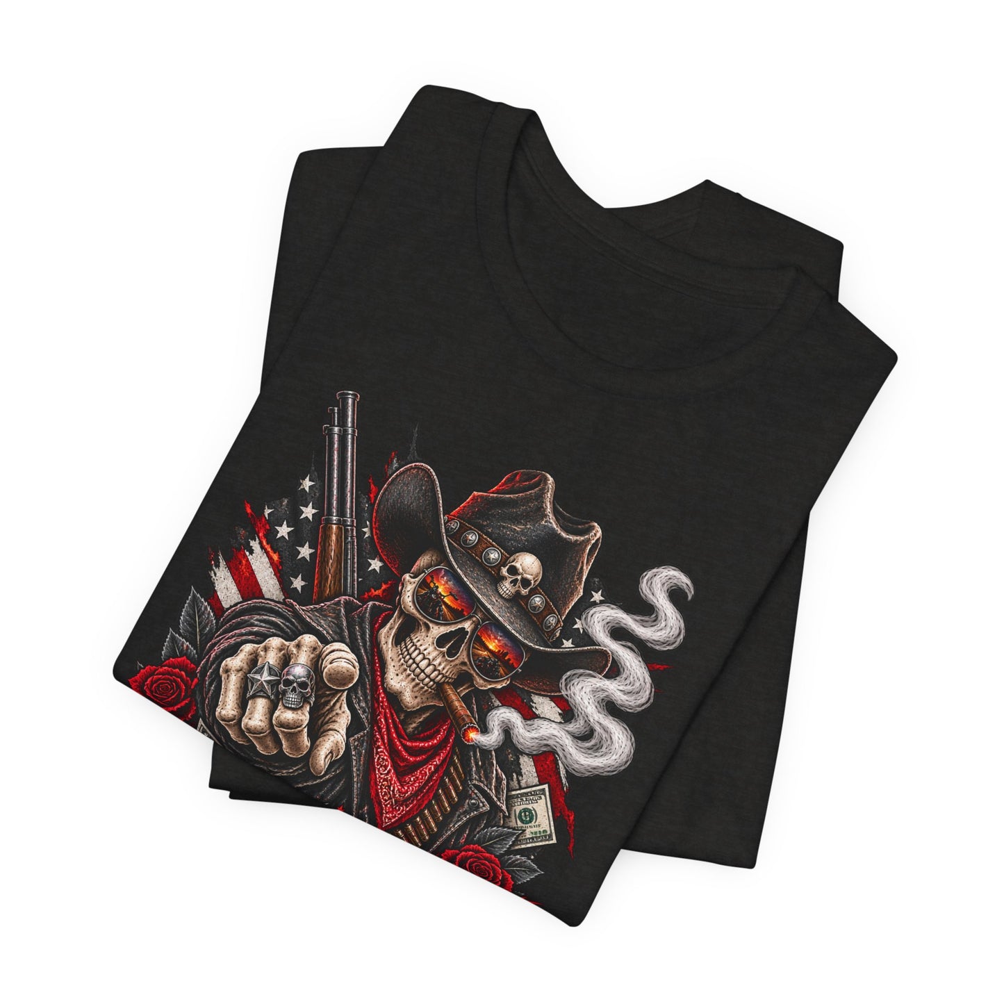 Disrespectful Apparel Skull Cowboy Tee — Edgy Biker / Western Graphic T-Shirt