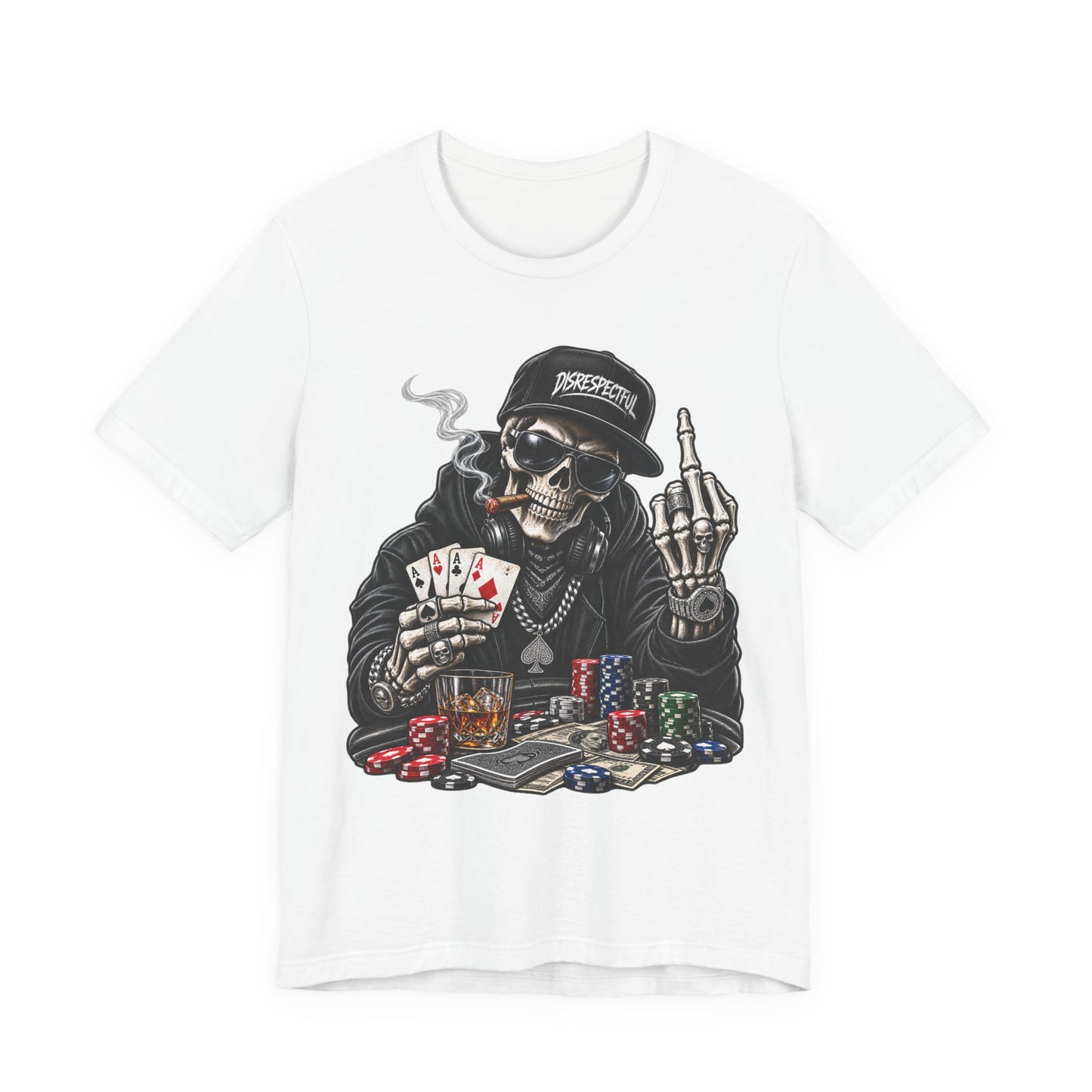 Skull Poker Tee — Skeleton Gambler Graphic Tee