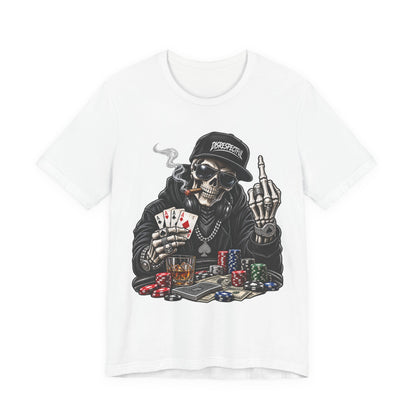 Skull Poker Tee — Skeleton Gambler Graphic Tee