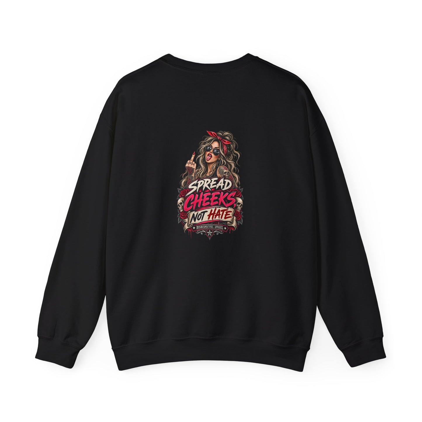 Spread Cheeks Not Hate — Illustrated — Back-Print Graphic Crewneck