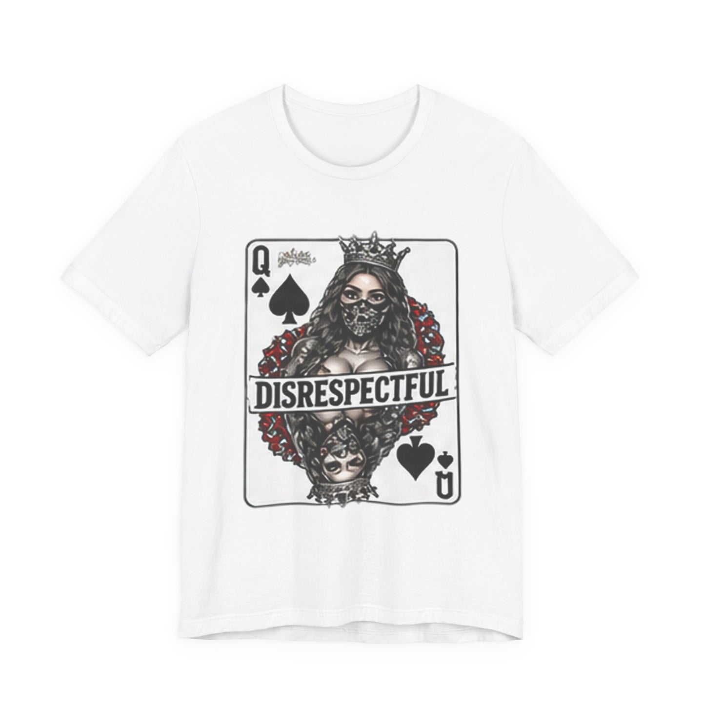 Queen of Spades 'Disrespectful' Graphic Tee — Playing Card Skull Design