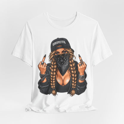 Bandana Girl Tattoo Tee — "Disrespectful" Streetwear Graphic Tee