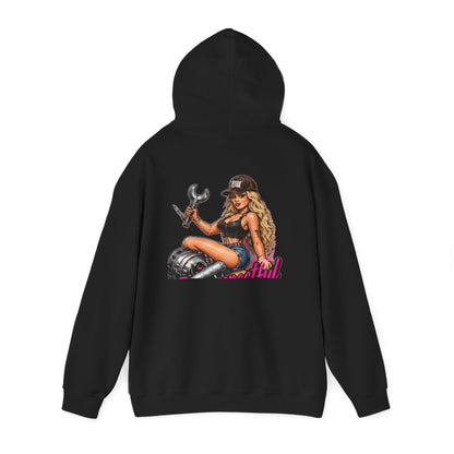 Pin-Up Mechanic — Back-Print Graphic Hoodie