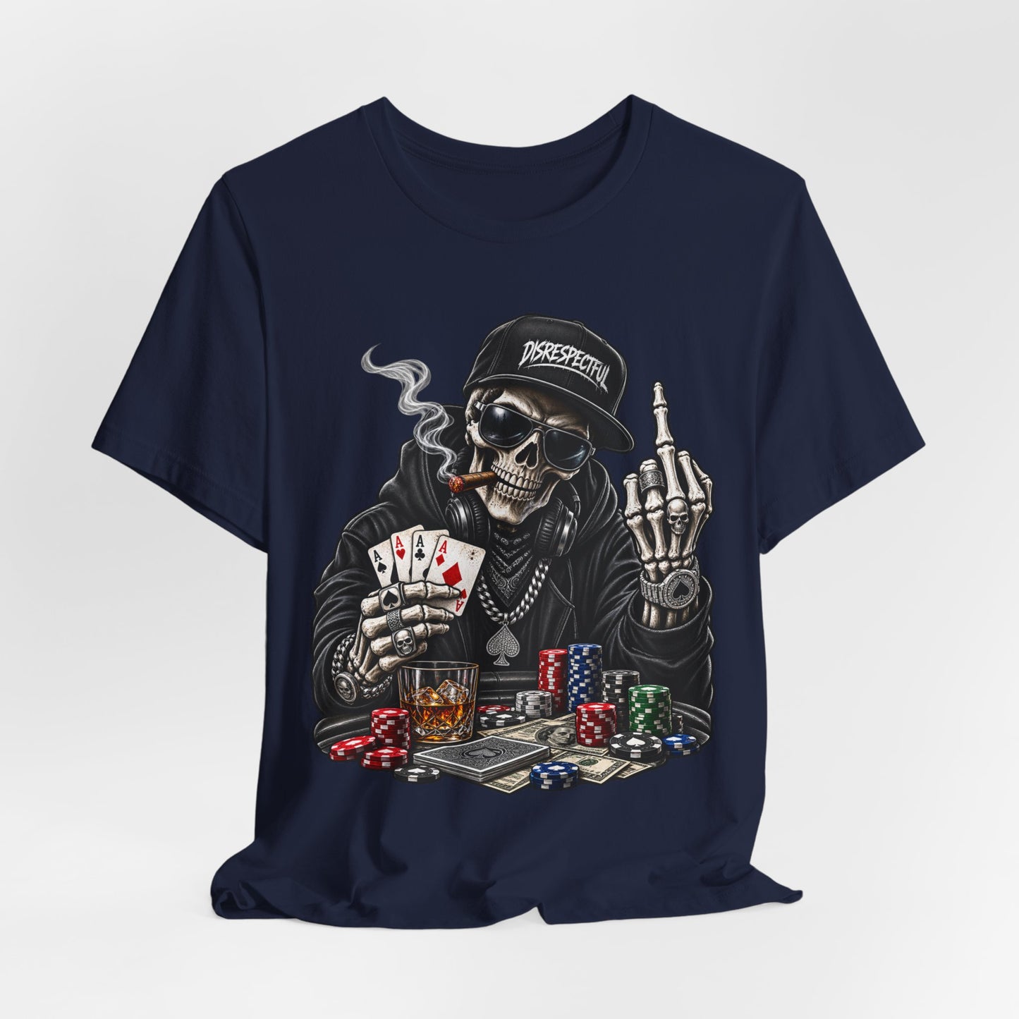Skull Poker Tee — Skeleton Gambler Graphic Tee