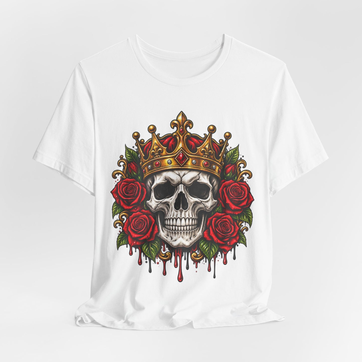 Skull King Tee — Crowned Skull with Roses Graphic Tee