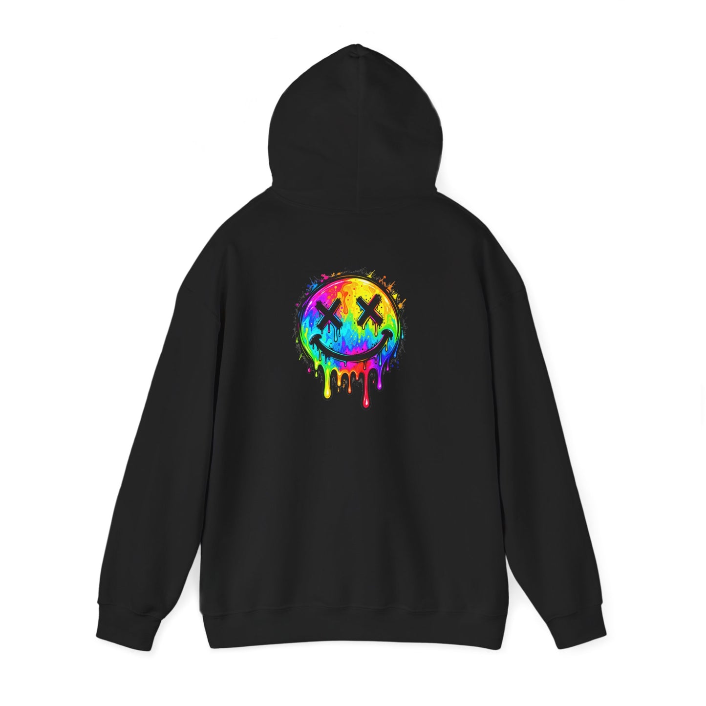 Rainbow Drip Smiley — Back-Print Graphic Hoodie