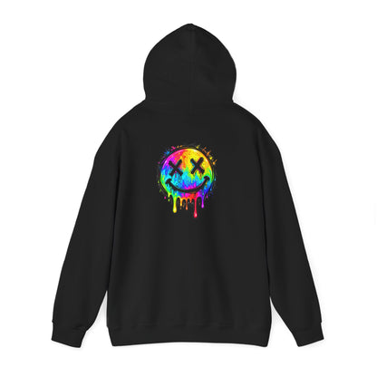 Rainbow Drip Smiley — Back-Print Graphic Hoodie