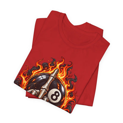 Flaming Skeleton 8-Ball Tee — Billiards Rock Tee