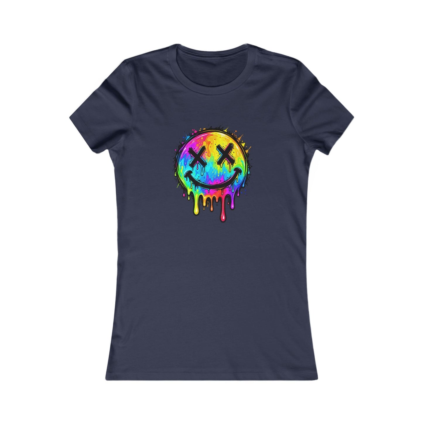 Rainbow Drip Smiley — Women's Favorite Graphic Tee