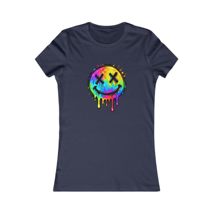 Rainbow Drip Smiley — Women's Favorite Graphic Tee