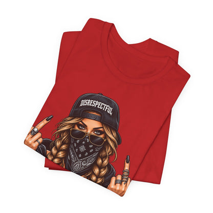 Bandana Girl Tattoo Tee — "Disrespectful" Streetwear Graphic Tee