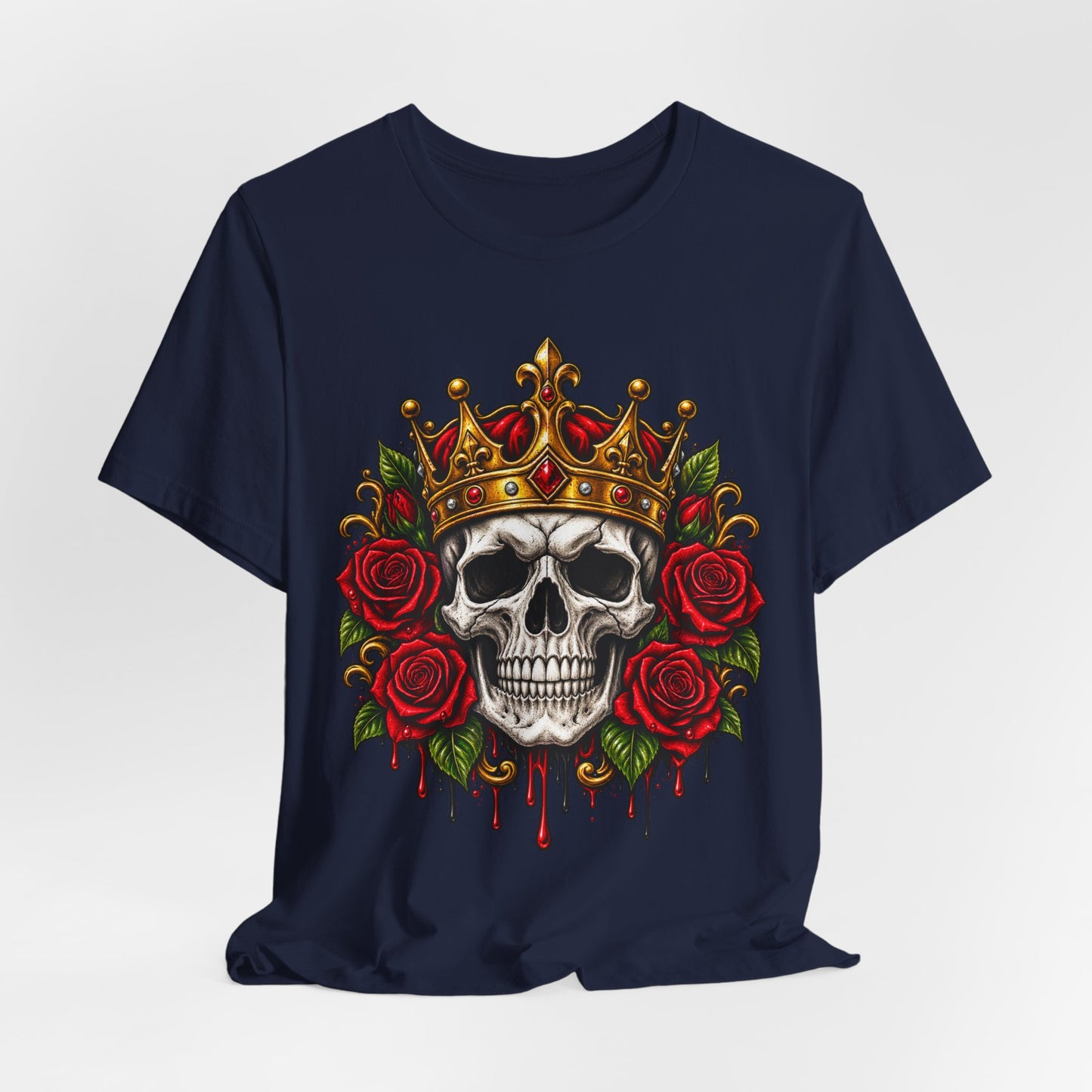 Skull King Tee — Crowned Skull with Roses Graphic Tee
