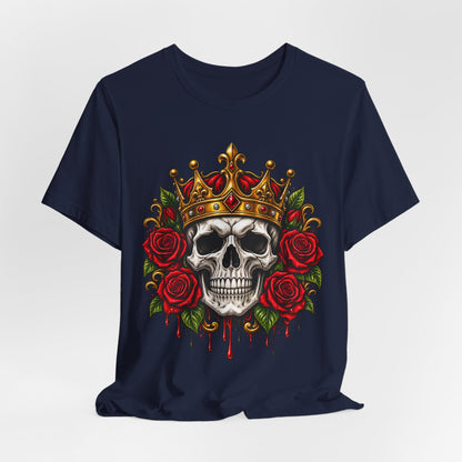 Skull King Tee — Crowned Skull with Roses Graphic Tee