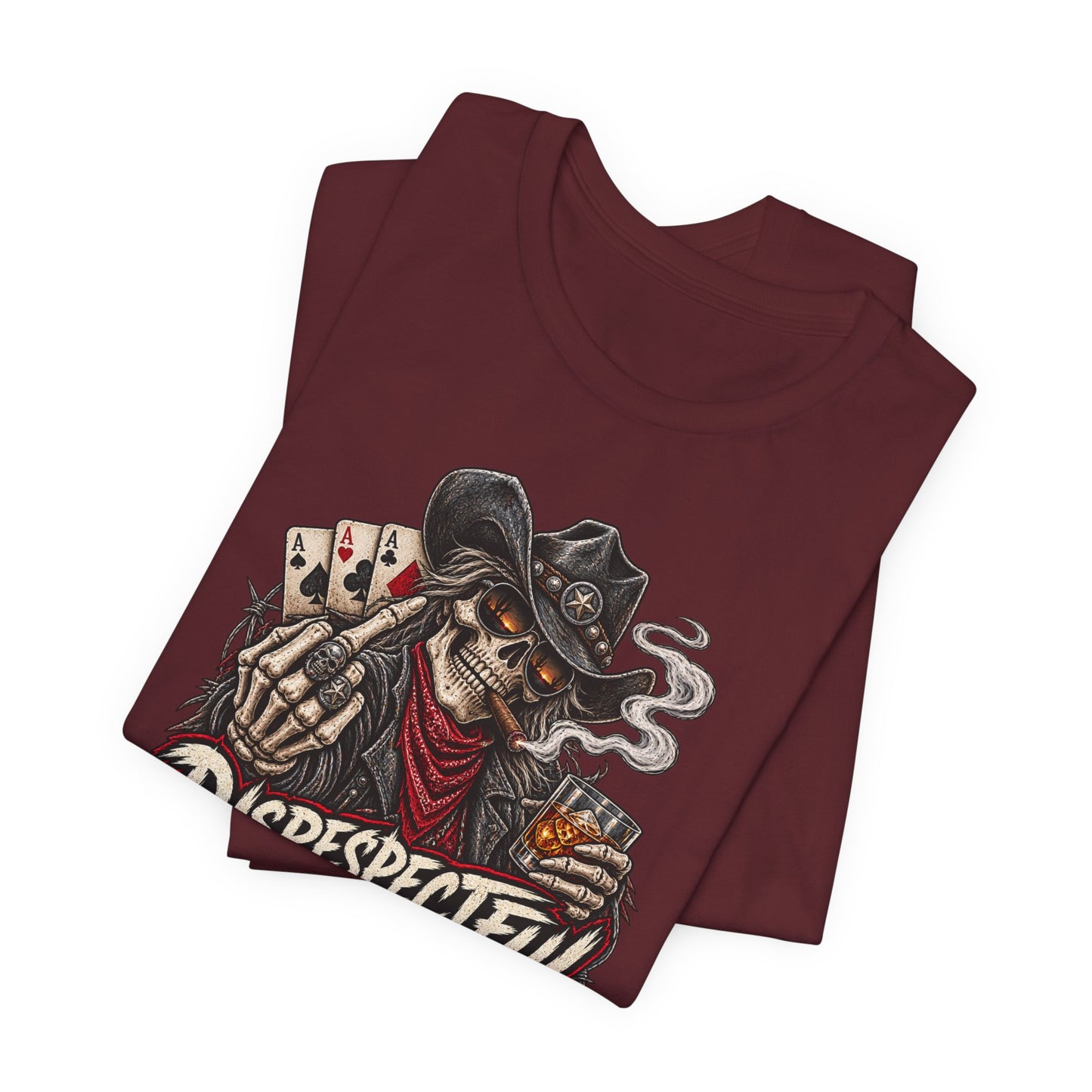 Disrespectful Skull Cowboy Tee — "Trouble Looks Good on You" Graphic T-Shirt