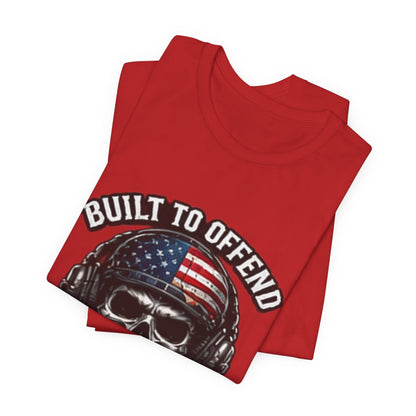Built to Offend Skull Tee — Patriotic Military Helmet Graphic Tee
