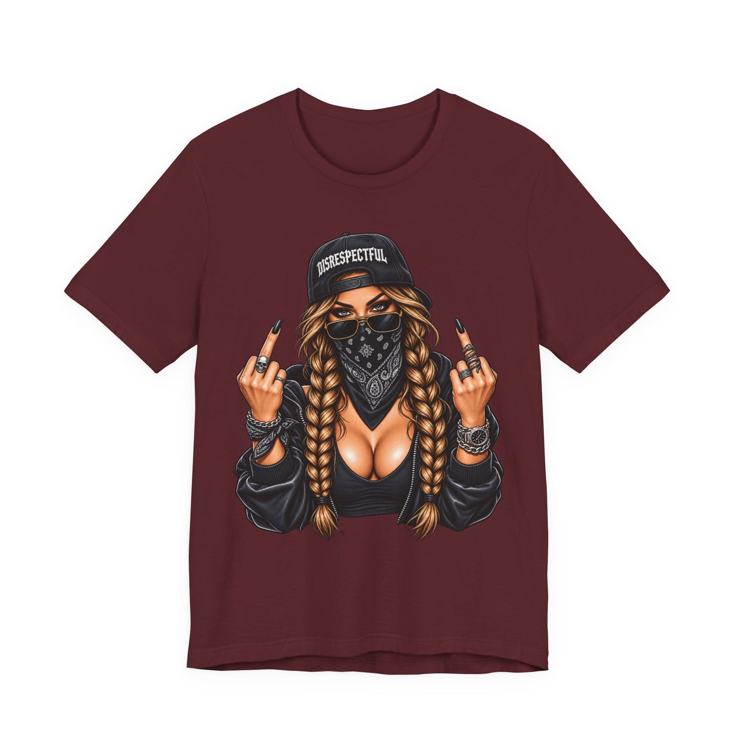 Bandana Girl Tattoo Tee — "Disrespectful" Streetwear Graphic Tee