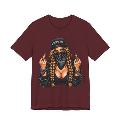 Bandana Girl Tattoo Tee — "Disrespectful" Streetwear Graphic Tee