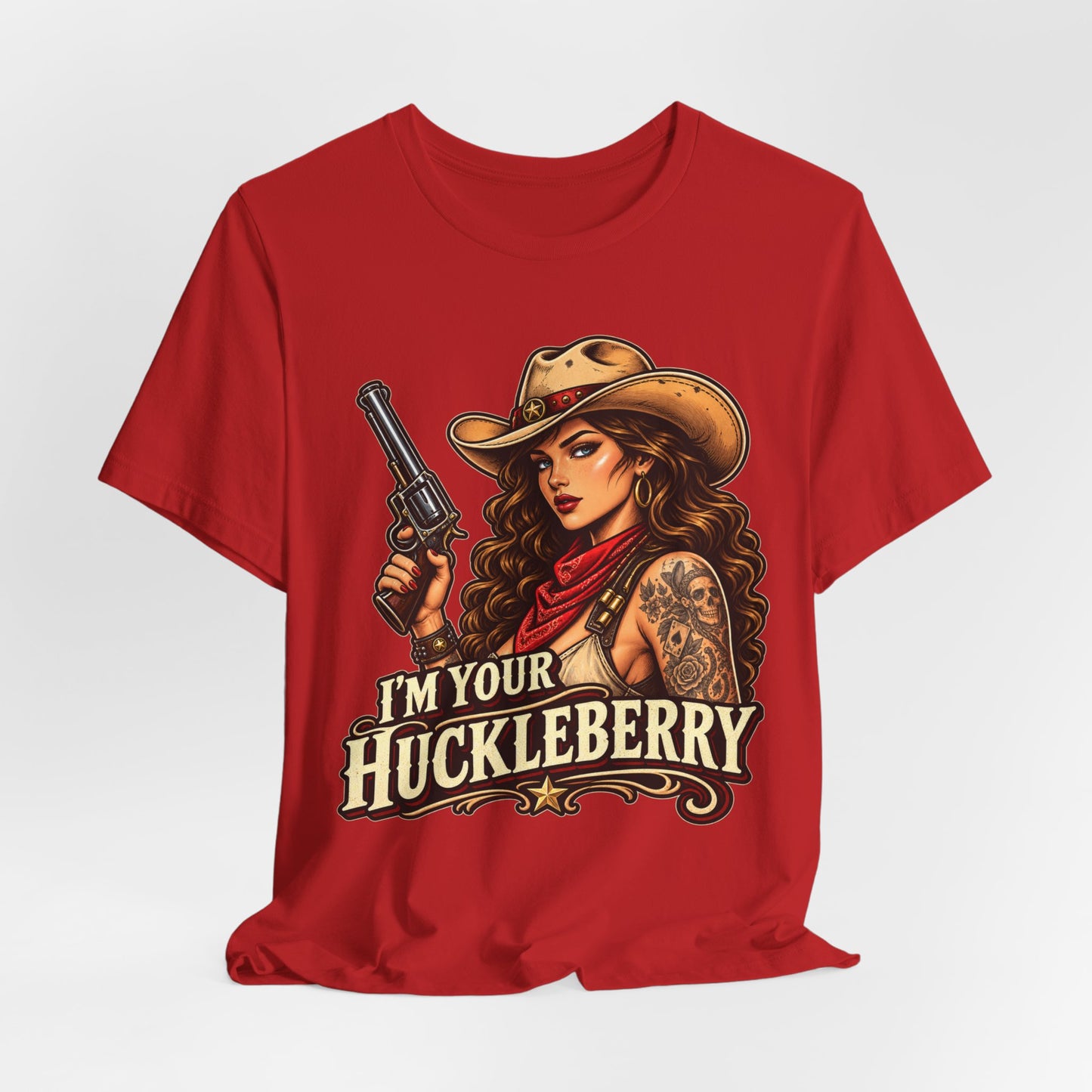 Cowgirl Graphic Tee - "I'm Your Huckleberry" Retro Western Tee