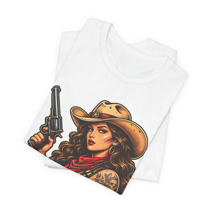 Cowgirl Graphic Tee - "I'm Your Huckleberry" Retro Western Tee