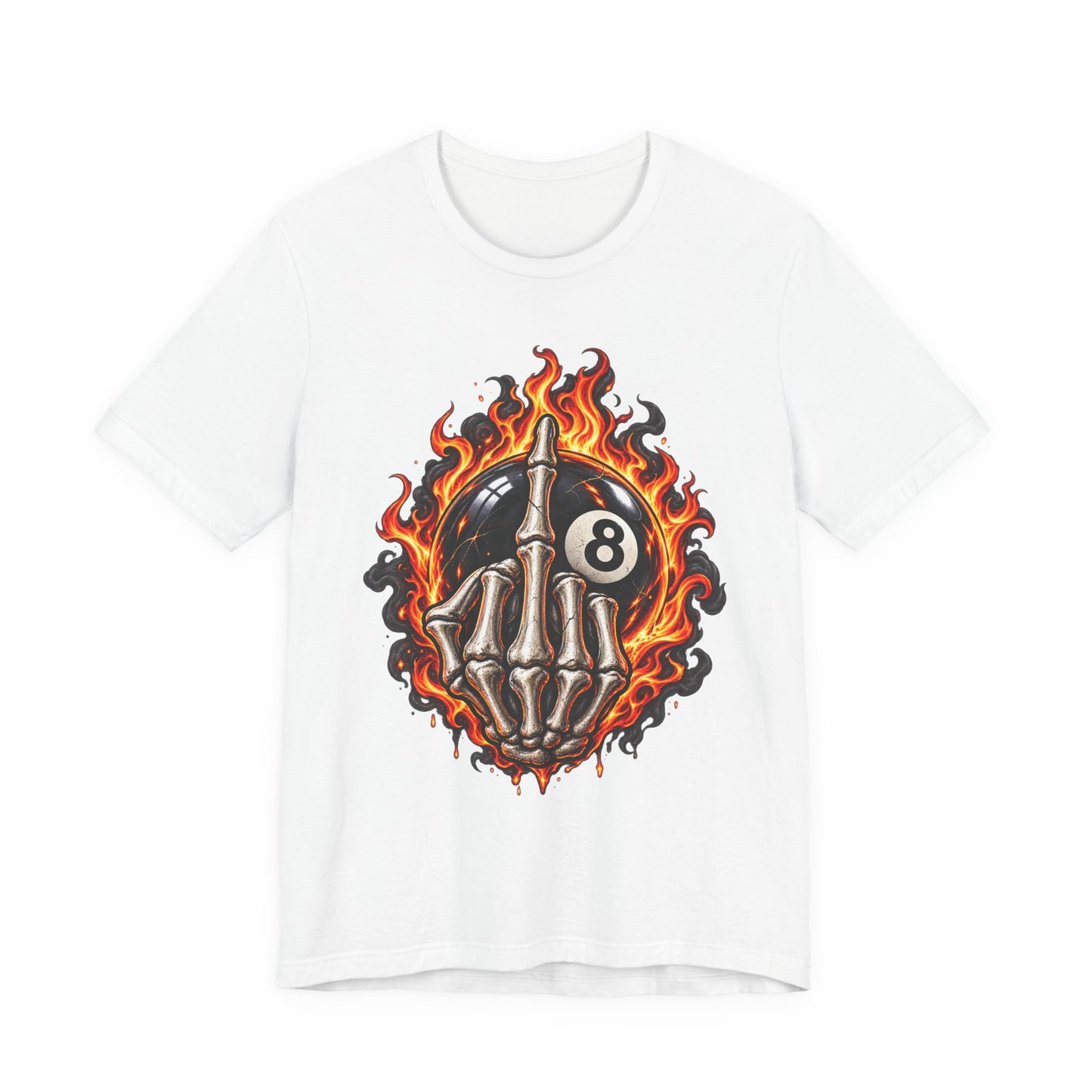 Flaming Skeleton 8-Ball Tee — Billiards Rock Tee