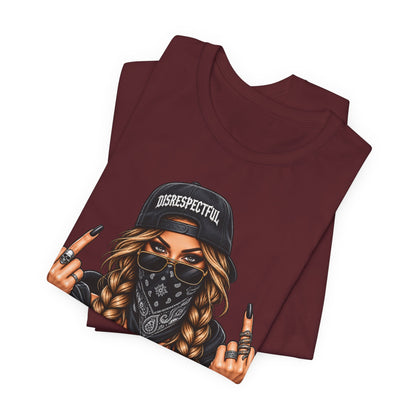 Bandana Girl Tattoo Tee — "Disrespectful" Streetwear Graphic Tee