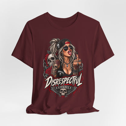 Defiant Pin-Up Skull — Disrespectful Graphic Tee
