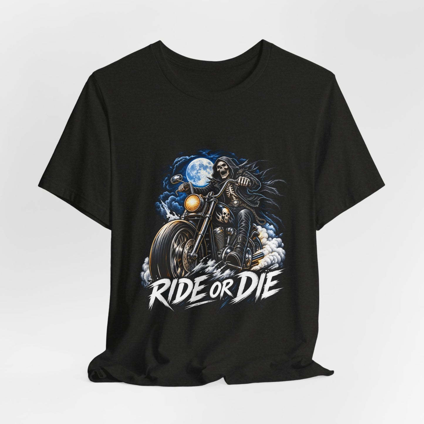 Ride or Die Motorcycle Tee — Biker Skull Rider Graphic Shirt