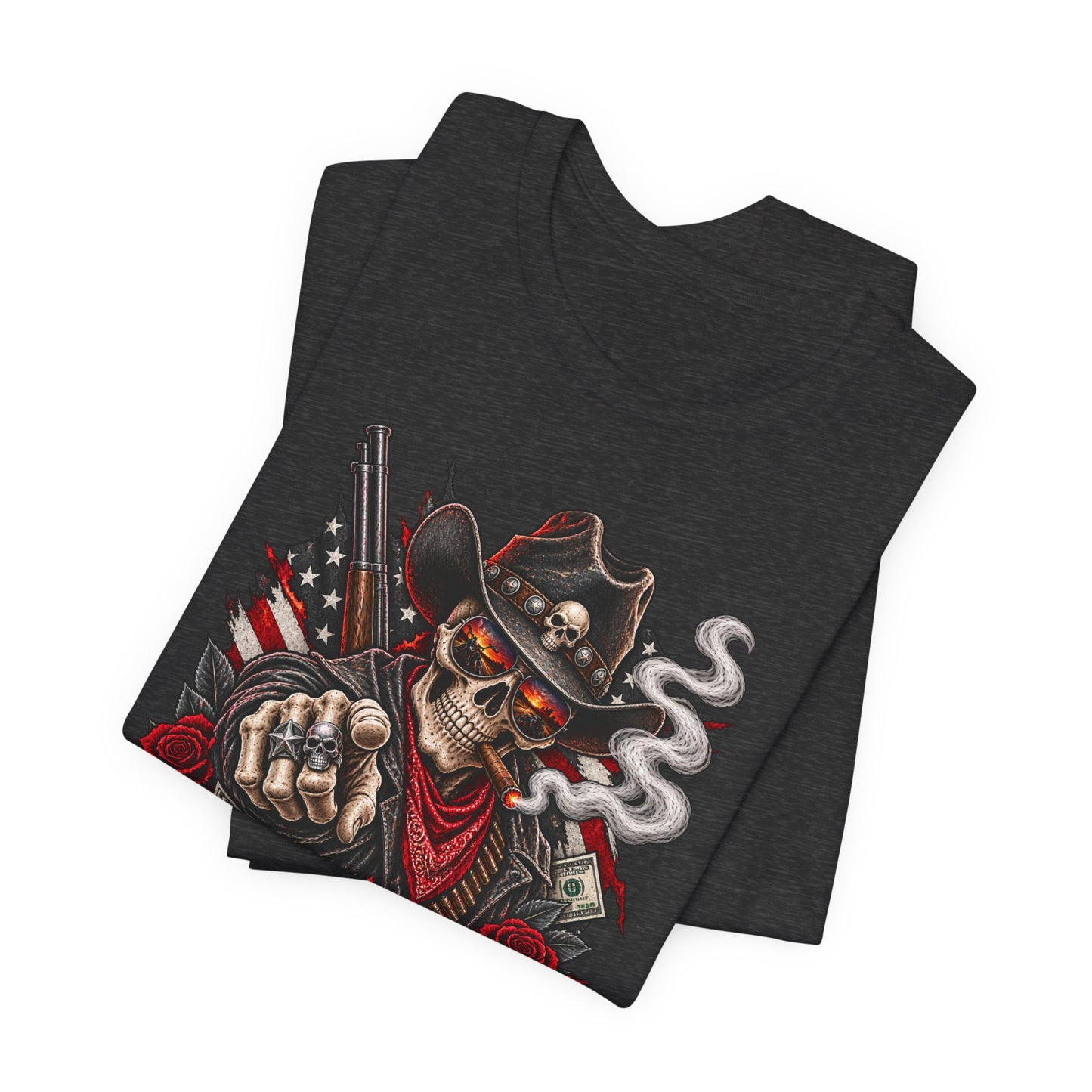 Disrespectful Apparel Skull Cowboy Tee — Edgy Biker / Western Graphic T-Shirt