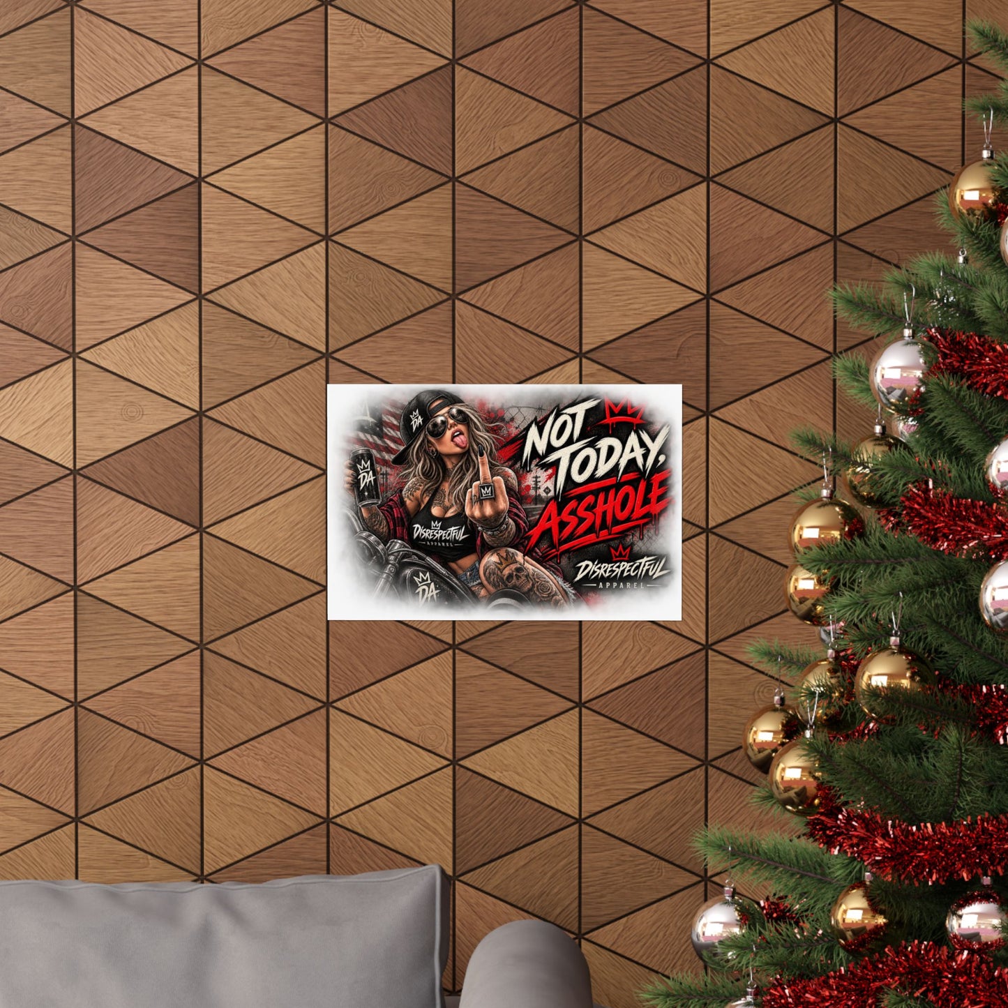 Not Today, Asshole — Biker Girl Horizontal Matte Poster