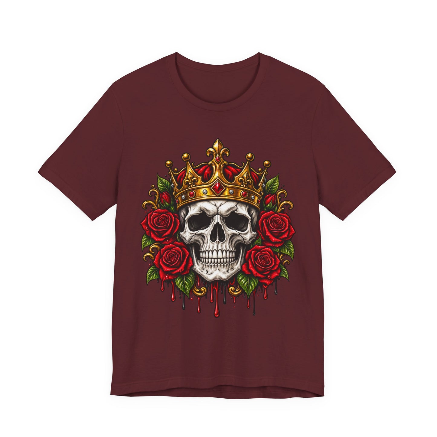 Skull King Tee — Crowned Skull with Roses Graphic Tee