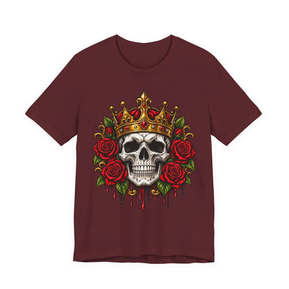 Skull King Tee — Crowned Skull with Roses Graphic Tee