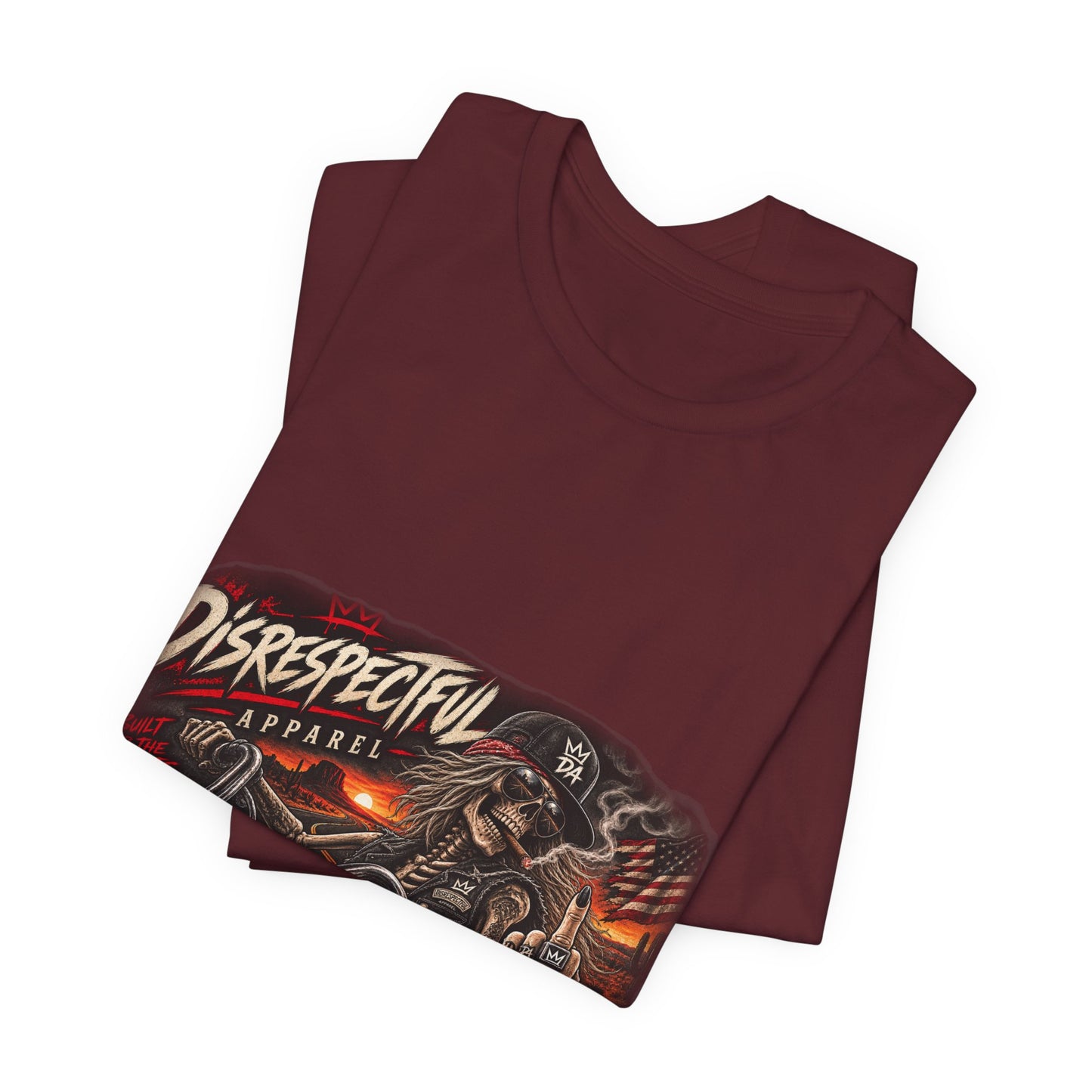 Disrespectful Streetwear Tee — Vintage Biker Skull Graphic T-Shirt