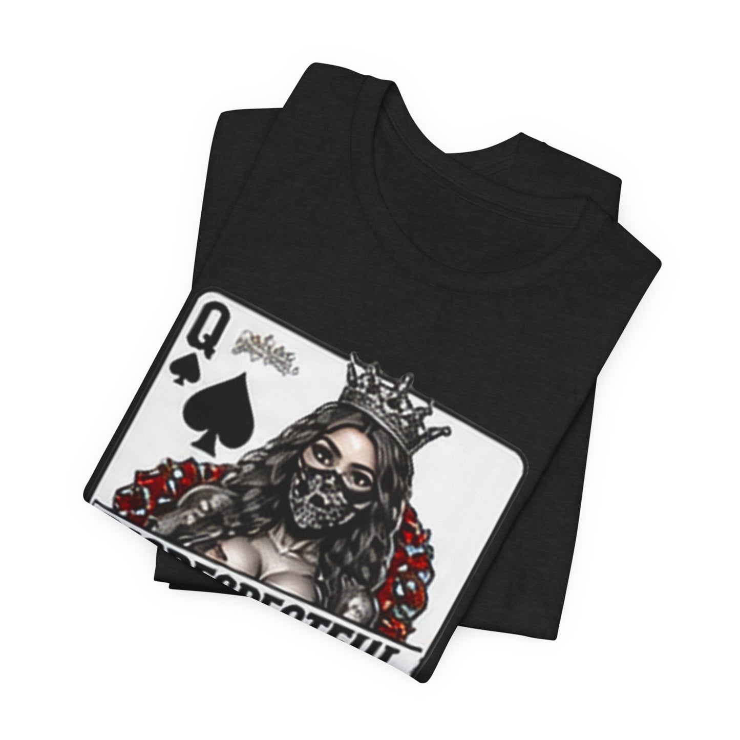 Queen of Spades 'Disrespectful' Graphic Tee — Playing Card Skull Design