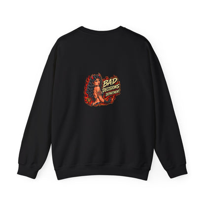 Bad Decisions Department — Back-Print Graphic Crewneck