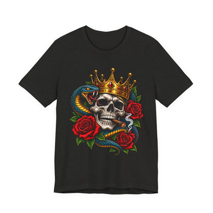 Skull King Crown Tee — Snake, Roses & Smoking Skull Graphic Tee