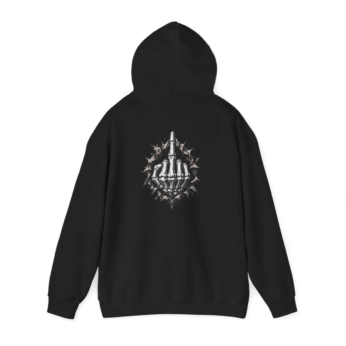 Skull Middle Finger — Back-Print Graphic Hoodie