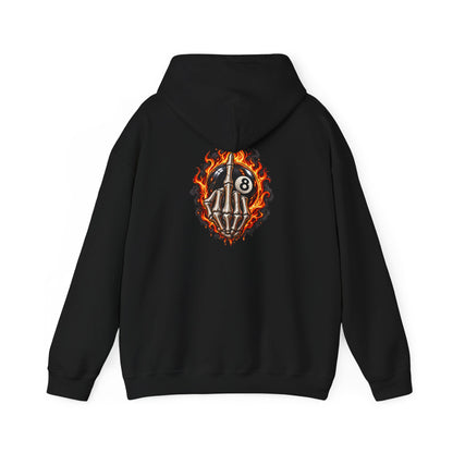 Flaming Skeleton 8-Ball — Back-Print Graphic Hoodie