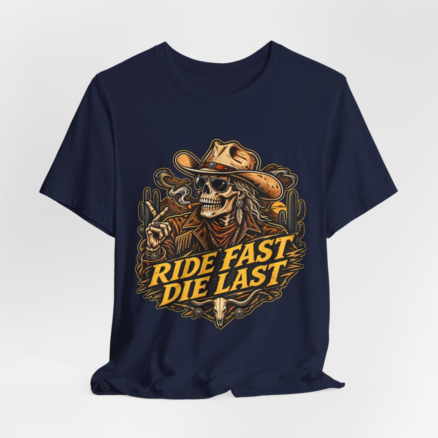 Ride Fast Die Last Motorcycle Tee - Skull Biker Graphic Tee