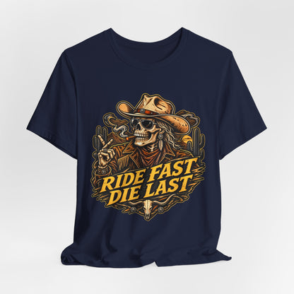 Ride Fast Die Last Motorcycle Tee - Skull Biker Graphic Tee