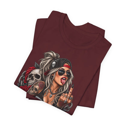 Defiant Pin-Up Skull — Disrespectful Graphic Tee