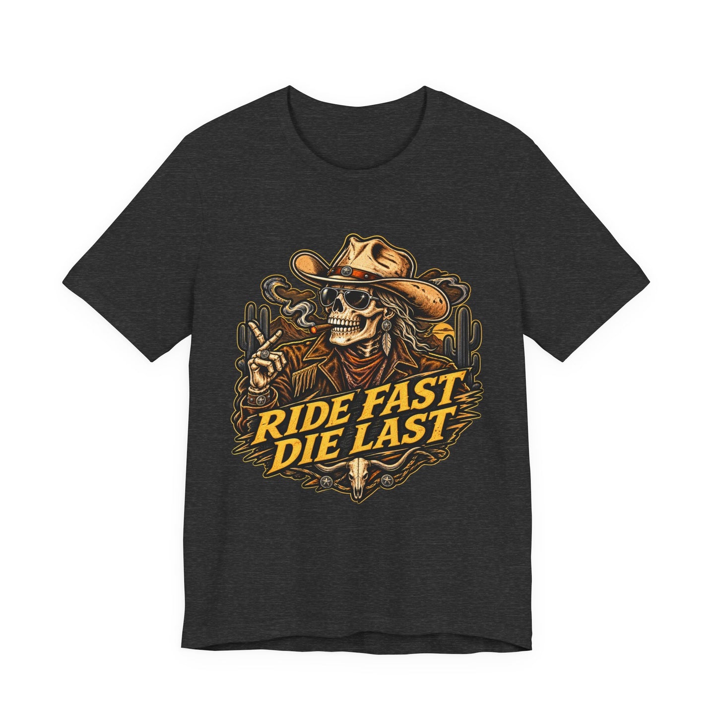 Ride Fast Die Last Motorcycle Tee - Skull Biker Graphic Tee