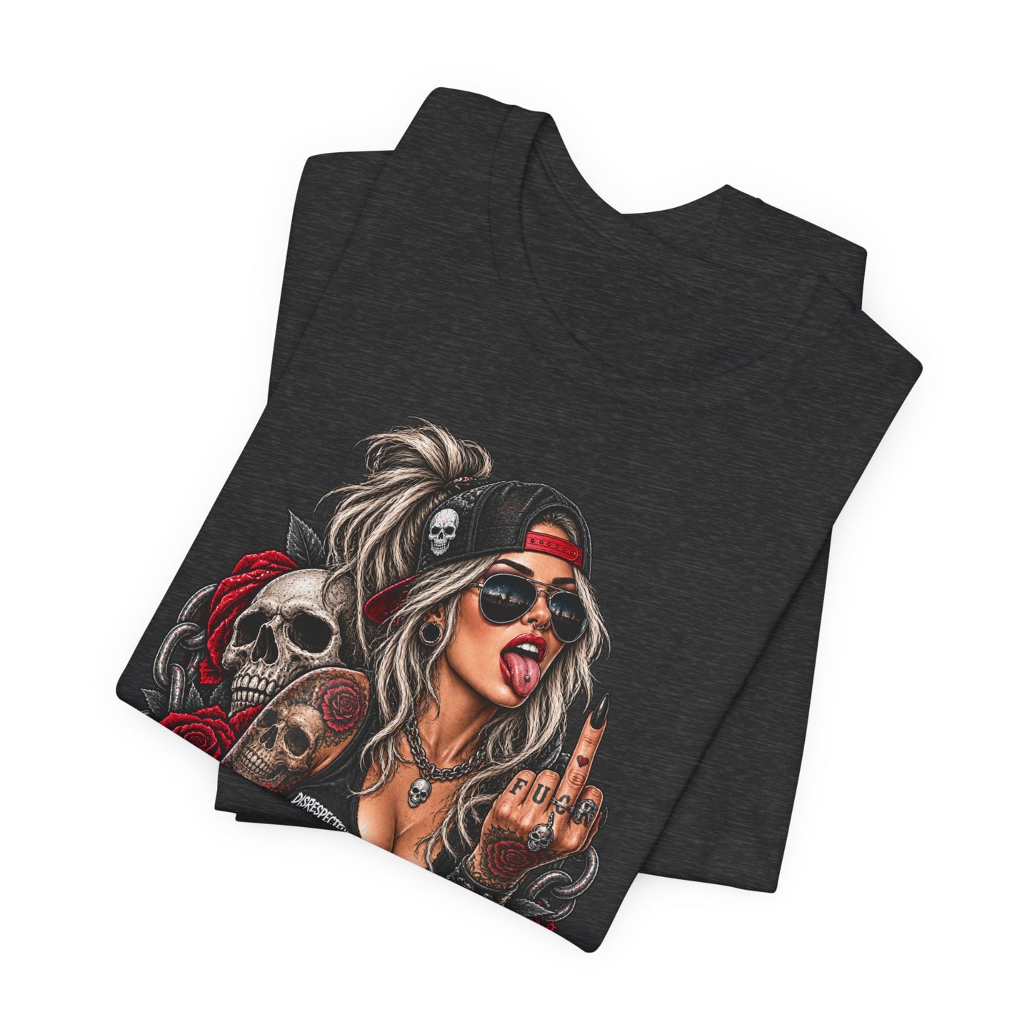 Defiant Pin-Up Skull — Disrespectful Graphic Tee